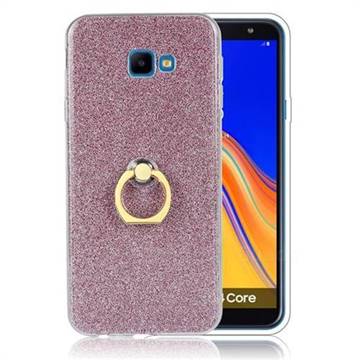 Luxury Soft TPU Glitter Back Ring Cover with 360 Rotate Finger Holder Buckle for Samsung Galaxy J4 Core - Pink