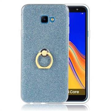 Luxury Soft TPU Glitter Back Ring Cover with 360 Rotate Finger Holder Buckle for Samsung Galaxy J4 Core - Blue