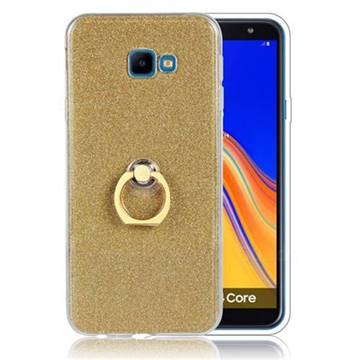 Luxury Soft TPU Glitter Back Ring Cover with 360 Rotate Finger Holder Buckle for Samsung Galaxy J4 Core - Golden