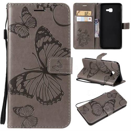 Embossing 3D Butterfly Leather Wallet Case for Samsung Galaxy J4 Core - Gray