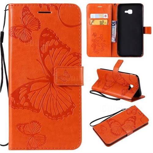 Embossing 3D Butterfly Leather Wallet Case for Samsung Galaxy J4 Core - Orange