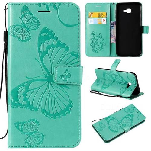 Embossing 3D Butterfly Leather Wallet Case for Samsung Galaxy J4 Core - Green