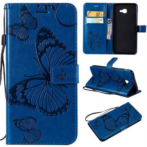 Embossing 3D Butterfly Leather Wallet Case for Samsung Galaxy J4 Core - Blue