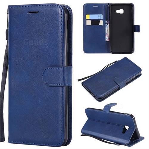 Retro Greek Classic Smooth PU Leather Wallet Phone Case for Samsung Galaxy J4 Core - Blue