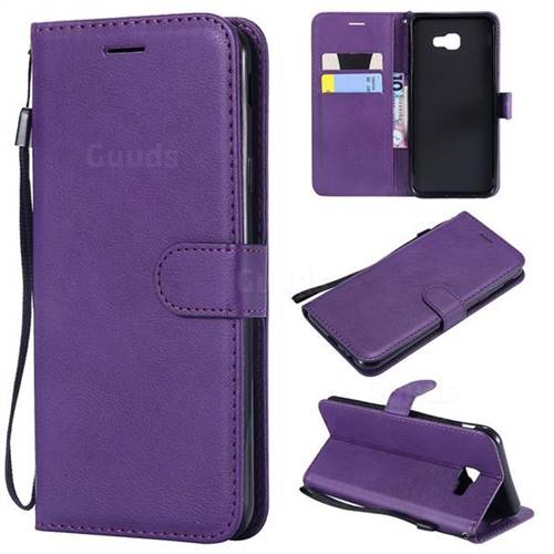 Retro Greek Classic Smooth PU Leather Wallet Phone Case for Samsung Galaxy J4 Core - Purple