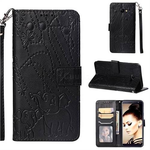 Embossing Fireworks Elephant Leather Wallet Case for Samsung Galaxy J4 Core - Black