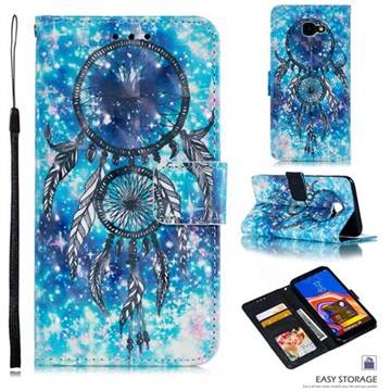 Blue Wind Chime 3D Painted Leather Phone Wallet Case for Samsung Galaxy J4 Core