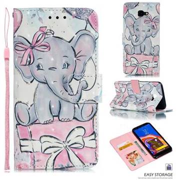 Bow Elephant 3D Painted Leather Phone Wallet Case for Samsung Galaxy J4 Core