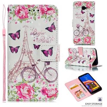 Bicycle Flower Tower 3D Painted Leather Phone Wallet Case for Samsung Galaxy J4 Core