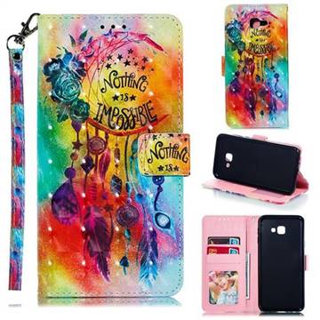 Flower Wind Chimes 3D Painted Leather Phone Wallet Case for Samsung Galaxy J4 Core