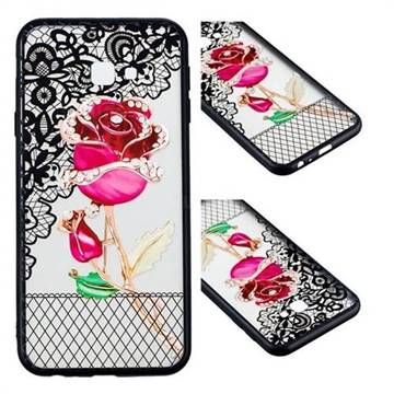 Rose Lace Diamond Flower Soft TPU Back Cover for Samsung Galaxy J4 Plus(6.0 inch)