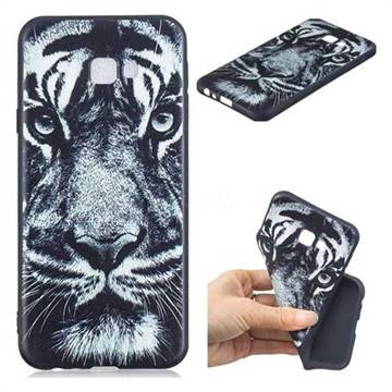 White Tiger 3D Embossed Relief Black TPU Cell Phone Back Cover for Samsung Galaxy J4 Plus(6.0 inch)