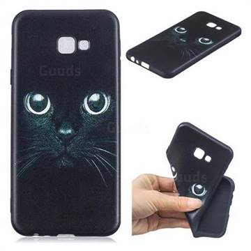 Bearded Feline 3D Embossed Relief Black TPU Cell Phone Back Cover for Samsung Galaxy J4 Plus(6.0 inch)
