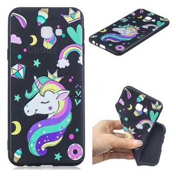 Candy Unicorn 3D Embossed Relief Black TPU Cell Phone Back Cover for Samsung Galaxy J4 Plus(6.0 inch)