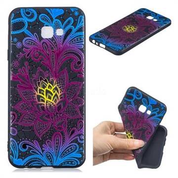 Colorful Lace 3D Embossed Relief Black TPU Cell Phone Back Cover for Samsung Galaxy J4 Plus(6.0 inch)