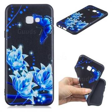 Blue Butterfly 3D Embossed Relief Black TPU Cell Phone Back Cover for Samsung Galaxy J4 Plus(6.0 inch)