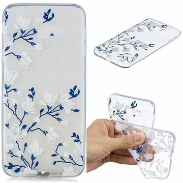 Magnolia Flower Clear Varnish Soft Phone Back Cover for Samsung Galaxy J4 Plus(6.0 inch)