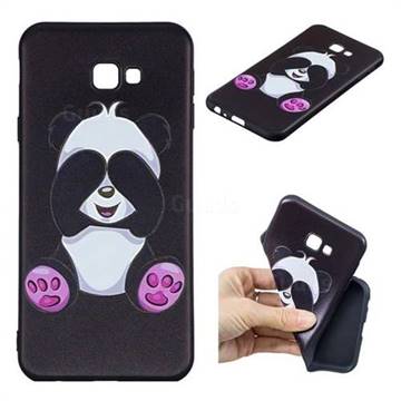 Lovely Panda 3D Embossed Relief Black Soft Back Cover for Samsung Galaxy J4 Plus(6.0 inch)