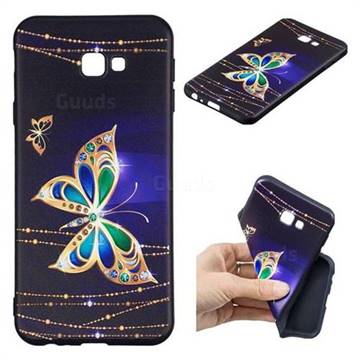 Golden Shining Butterfly 3D Embossed Relief Black Soft Back Cover for Samsung Galaxy J4 Plus(6.0 inch)