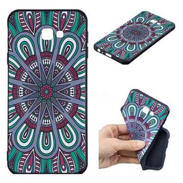Mandala 3D Embossed Relief Black Soft Back Cover for Samsung Galaxy J4 Plus(6.0 inch)