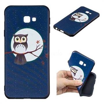 Moon and Owl 3D Embossed Relief Black Soft Back Cover for Samsung Galaxy J4 Plus(6.0 inch)