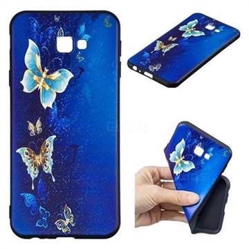 Golden Butterflies 3D Embossed Relief Black Soft Back Cover for Samsung Galaxy J4 Plus(6.0 inch)