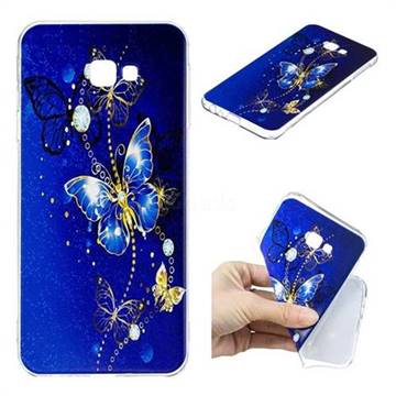 Gold and Blue Butterfly Super Clear Soft TPU Back Cover for Samsung Galaxy J4 Plus(6.0 inch)