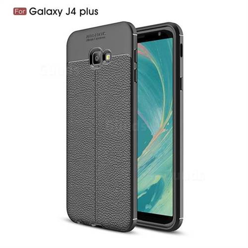 Luxury Auto Focus Litchi Texture Silicone TPU Back Cover for Samsung Galaxy J4 Plus(6.0 inch) - Black