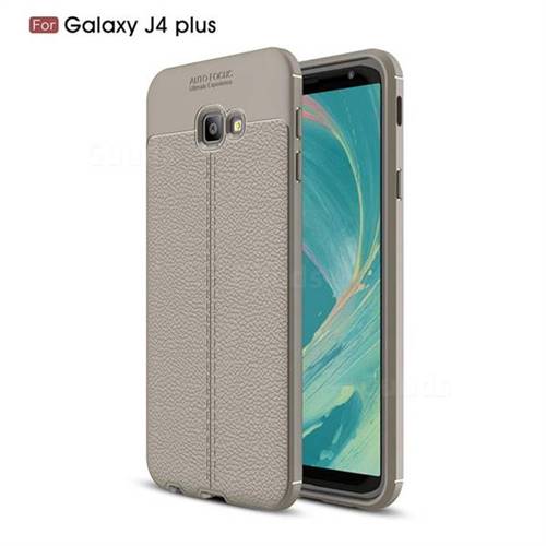 Luxury Auto Focus Litchi Texture Silicone TPU Back Cover for Samsung Galaxy J4 Plus(6.0 inch) - Gray