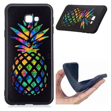 Colorful Pineapple 3D Embossed Relief Black Soft Back Cover for Samsung Galaxy J4 Plus(6.0 inch)