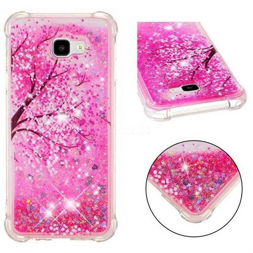 Pink Cherry Blossom Dynamic Liquid Glitter Sand Quicksand Star TPU Case for Samsung Galaxy J4 Plus(6.0 inch)