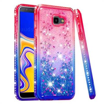 Diamond Frame Liquid Glitter Quicksand Sequins Phone Case for Samsung Galaxy J4 Plus(6.0 inch) - Pink Blue