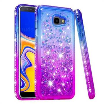 Diamond Frame Liquid Glitter Quicksand Sequins Phone Case for Samsung Galaxy J4 Plus(6.0 inch) - Blue Purple
