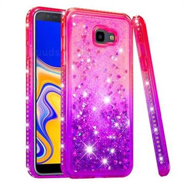 Diamond Frame Liquid Glitter Quicksand Sequins Phone Case for Samsung Galaxy J4 Plus(6.0 inch) - Pink Purple