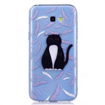 Feather Black Cat Super Clear Soft TPU Back Cover for Samsung Galaxy J4 Plus(6.0 inch)