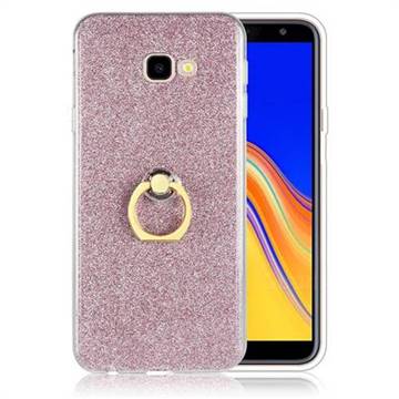 Luxury Soft TPU Glitter Back Ring Cover with 360 Rotate Finger Holder Buckle for Samsung Galaxy J4 Plus(6.0 inch) - Pink