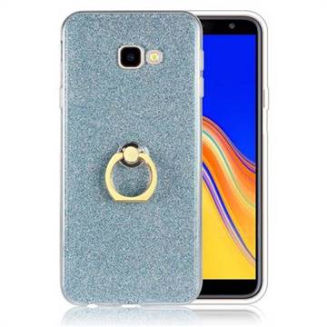 Luxury Soft TPU Glitter Back Ring Cover with 360 Rotate Finger Holder Buckle for Samsung Galaxy J4 Plus(6.0 inch) - Blue
