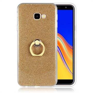 Luxury Soft TPU Glitter Back Ring Cover with 360 Rotate Finger Holder Buckle for Samsung Galaxy J4 Plus(6.0 inch) - Golden