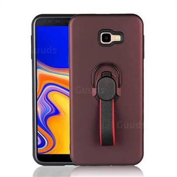 Raytheon Multi-function Ribbon Stand Back Cover for Samsung Galaxy J4 Plus(6.0 inch) - Wine Red
