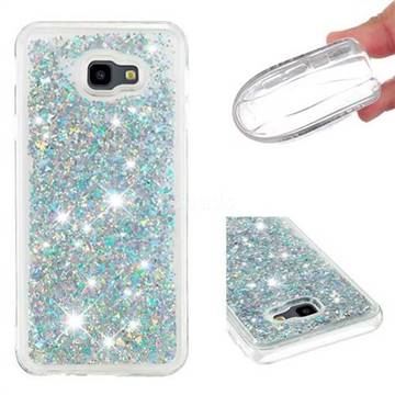 Dynamic Liquid Glitter Quicksand Sequins TPU Phone Case for Samsung Galaxy J4 Plus(6.0 inch) - Silver