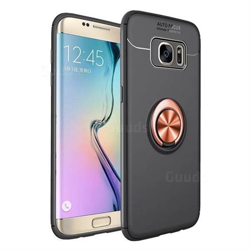 Auto Focus Invisible Ring Holder Soft Phone Case for Samsung Galaxy J4 Plus(6.0 inch) - Black Gold