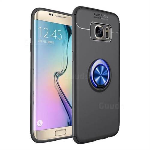 Auto Focus Invisible Ring Holder Soft Phone Case for Samsung Galaxy J4 Plus(6.0 inch) - Black Blue