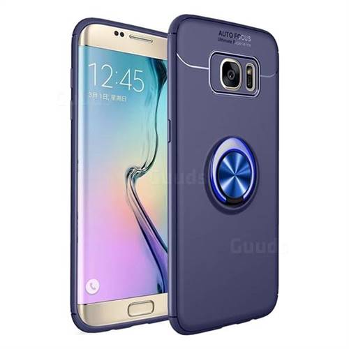 Auto Focus Invisible Ring Holder Soft Phone Case for Samsung Galaxy J4 Plus(6.0 inch) - Blue