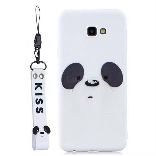 White Feather Panda Soft Kiss Candy Hand Strap Silicone Case for Samsung Galaxy J4 Plus(6.0 inch)