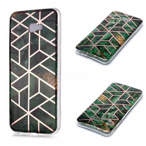 Green Rhombus Galvanized Rose Gold Marble Phone Back Cover for Samsung Galaxy J4 Plus(6.0 inch)