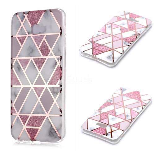 Pink Rhombus Galvanized Rose Gold Marble Phone Back Cover for Samsung Galaxy J4 Plus(6.0 inch)