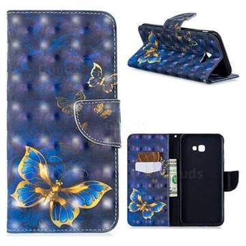 Gold Butterfly 3D Painted Leather Wallet Phone Case for Samsung Galaxy J4 Plus(6.0 inch)