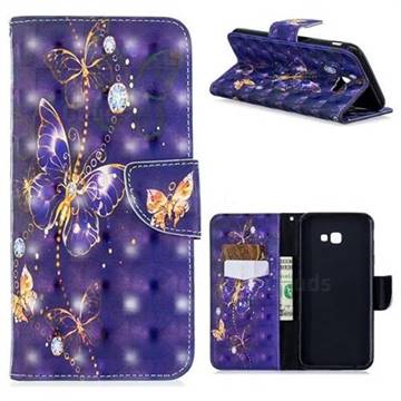 Purple Butterfly 3D Painted Leather Wallet Phone Case for Samsung Galaxy J4 Plus(6.0 inch)