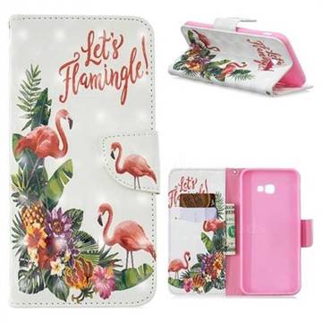 Flower Flamingo 3D Painted Leather Wallet Phone Case for Samsung Galaxy J4 Plus(6.0 inch)
