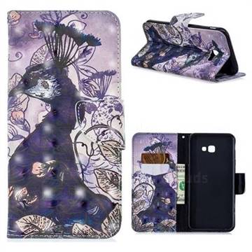 Purple Peacock 3D Painted Leather Wallet Phone Case for Samsung Galaxy J4 Plus(6.0 inch)